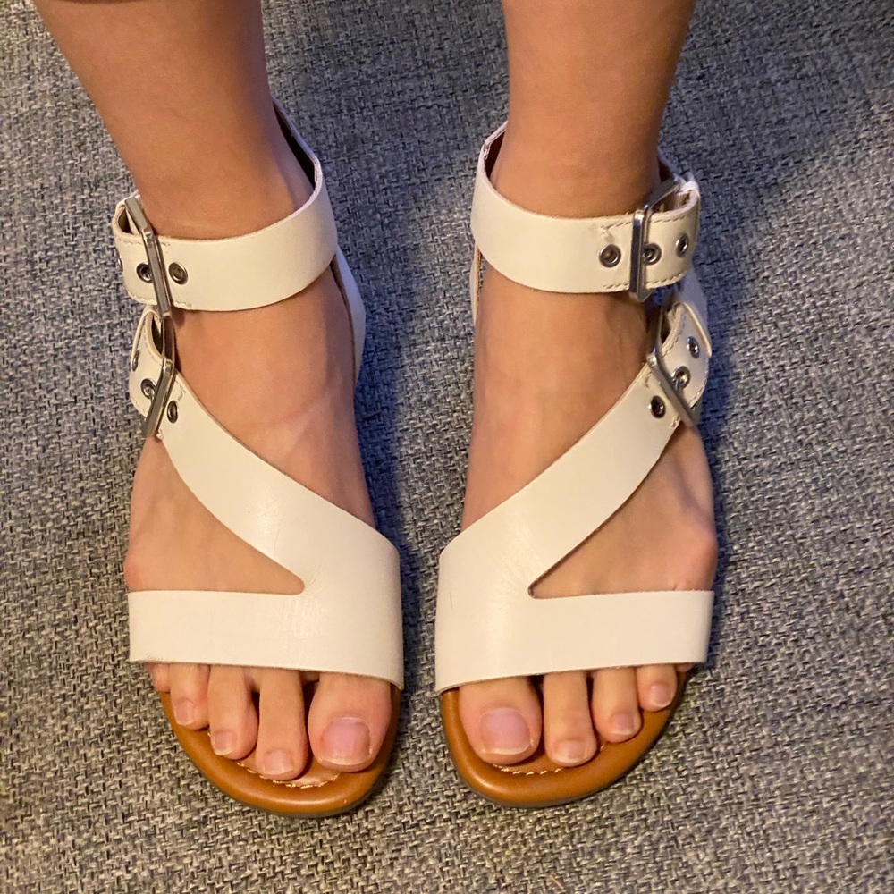 White leather sandals